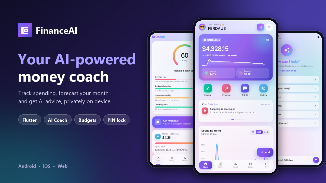FinanceAI | Flutter Personal Finance & Expense Tracker